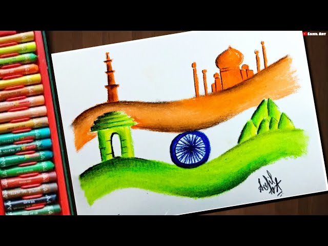 Easy Independence Day Drawing 🇮🇳 | Easy Independence Day Drawing 🇮🇳  #tinyprintsart Stationary Used Drawing book Doms Oil Pastels Doms Brushpens  Sketch pen #independenceday... | By Tiny Prints Art AcademyFacebook